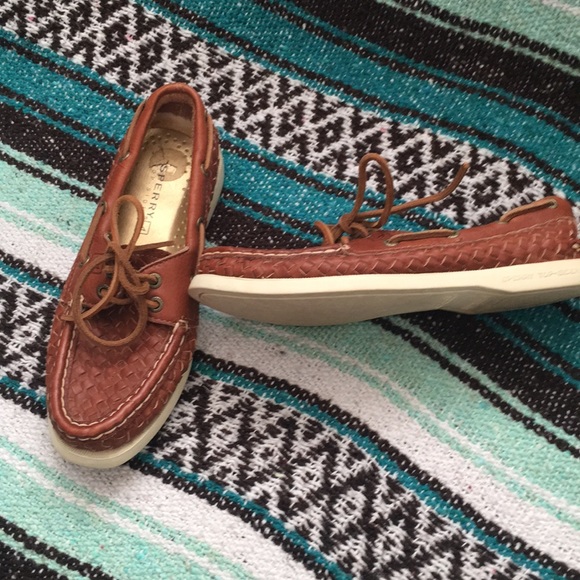 Sperry top sliders brown woven boat shoes - Picture 3 of 3
